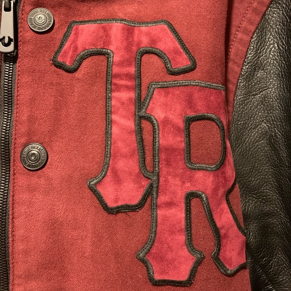 TRUE RELIGION - Varsity Jacket Burgundy Black L - Picture 4 of 6